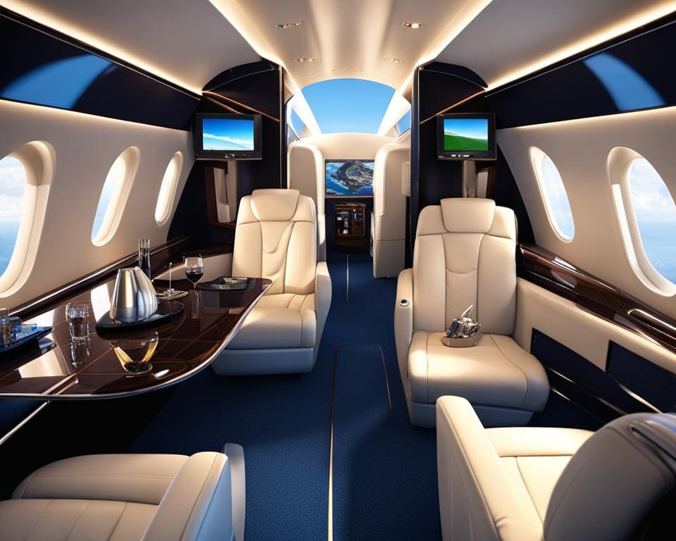 Een privéjet zoals een Gulfstream of Bombardier