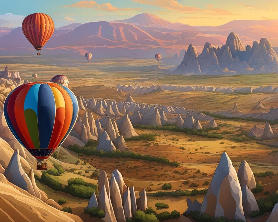 Een tocht met een heteluchtballon over Cappadocië