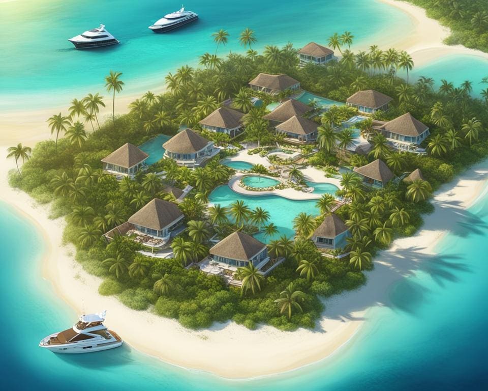 exclusieve vakantieplek op een privé-eiland met accommodatie