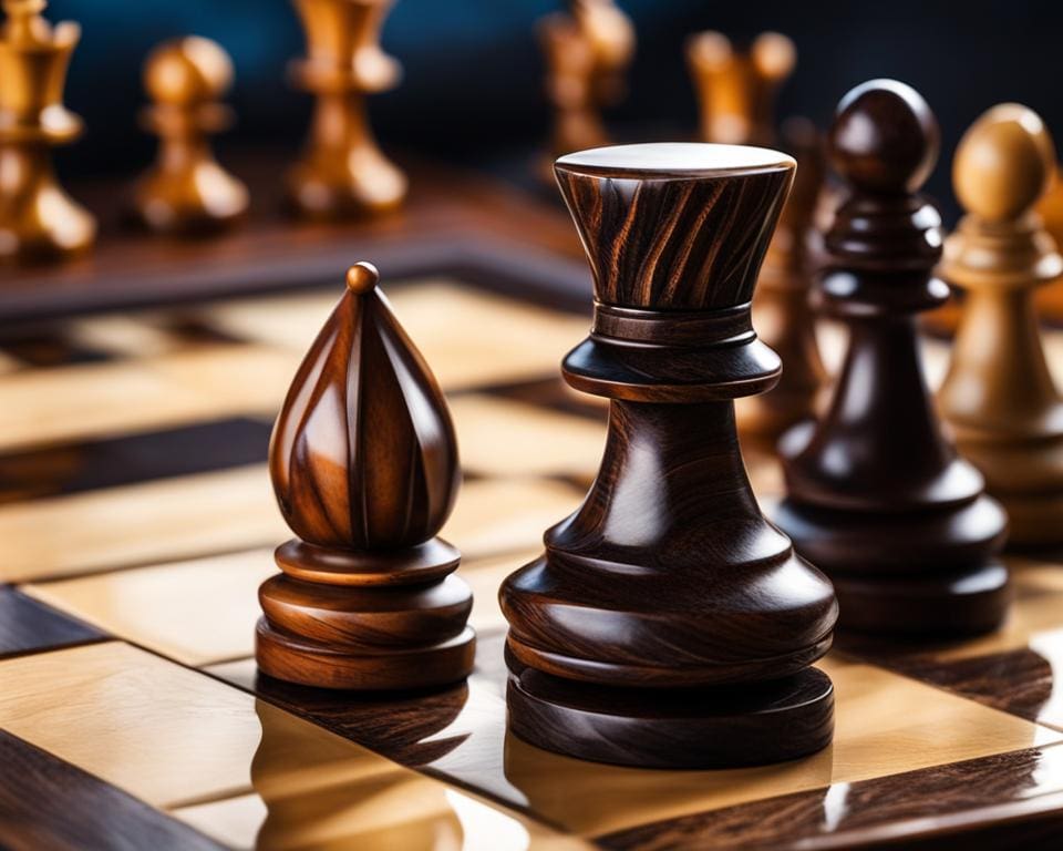 Luxe schaakspel van natuursteen en edelhout