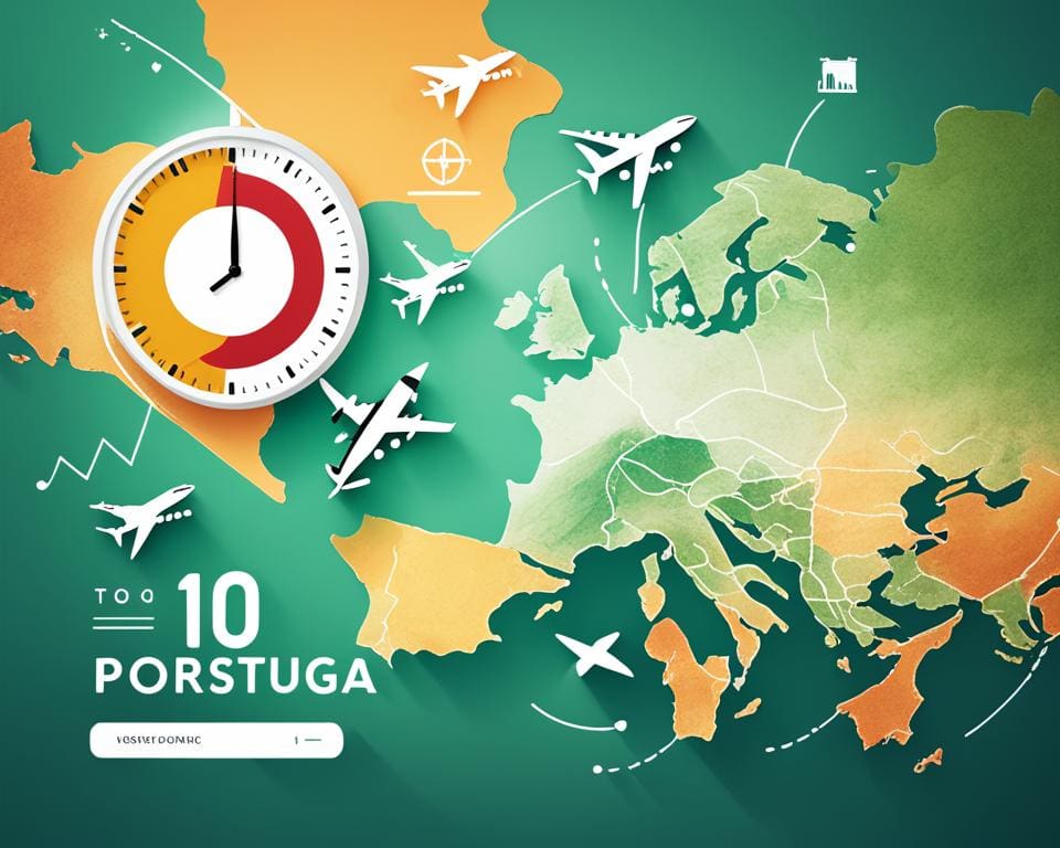 Gemiddelde vliegtijd naar Portugal
