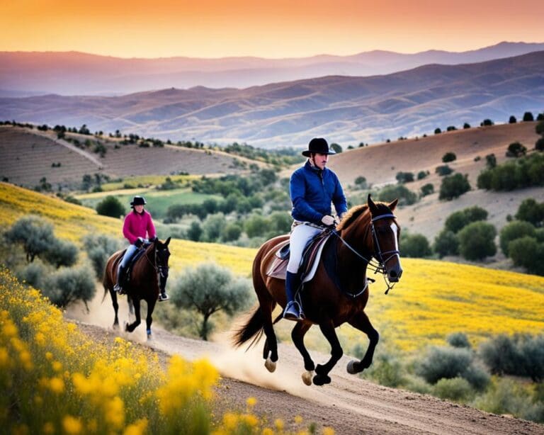 Paardrijden in de Andalusische heuvels, Spanje