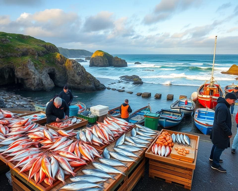 Proef verse vis aan de kust van Cornwall