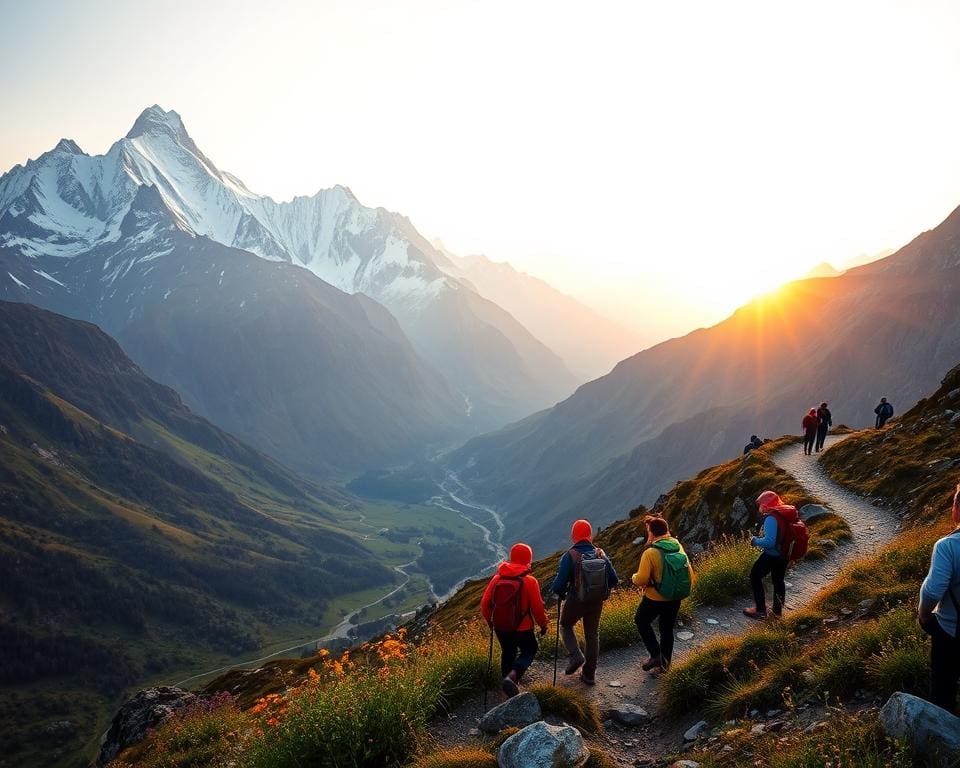 Trekking door de indrukwekkende Himalaya-bergen