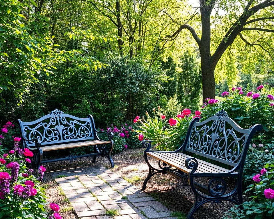 Tuinbanken die gezelligheid en stijl bieden