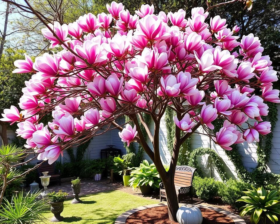 Wat maakt de magnolia geschikt voor kleine tuinen?