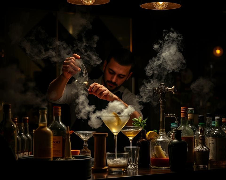 Hoe bereidt een barman cocktails onder druk?
