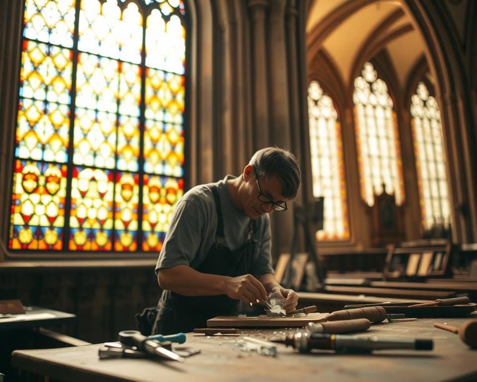 Wat zijn regels voor restauratie met glas-in-lood?