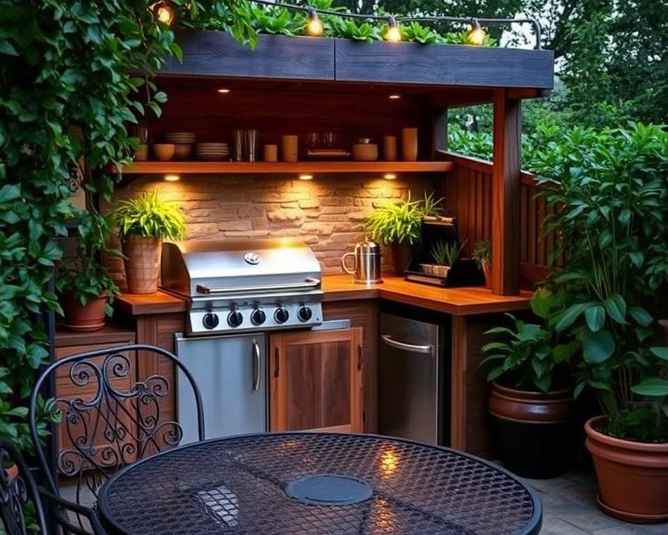 Compacte buitenkeuken voor gezellige zomeravonden